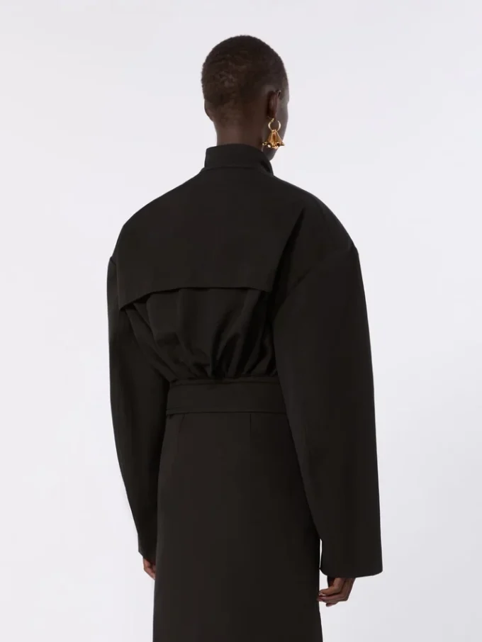 Oversized cotton bomber jacket, black