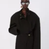Oversized cotton bomber jacket, black