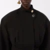 Oversized cotton bomber jacket, black