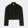 Oversized cotton bomber jacket, black