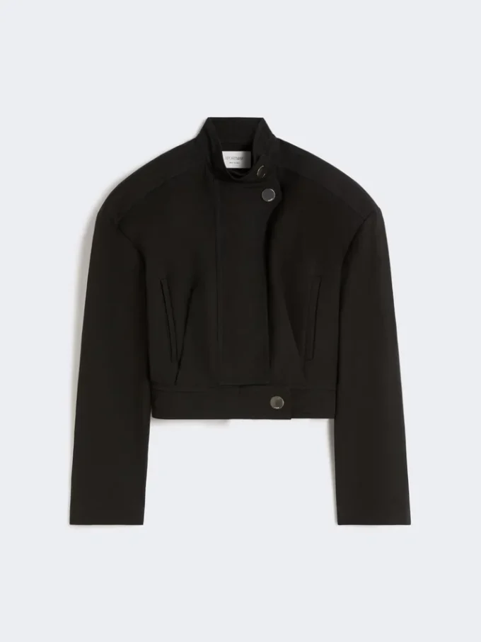 Oversized cotton bomber jacket, black