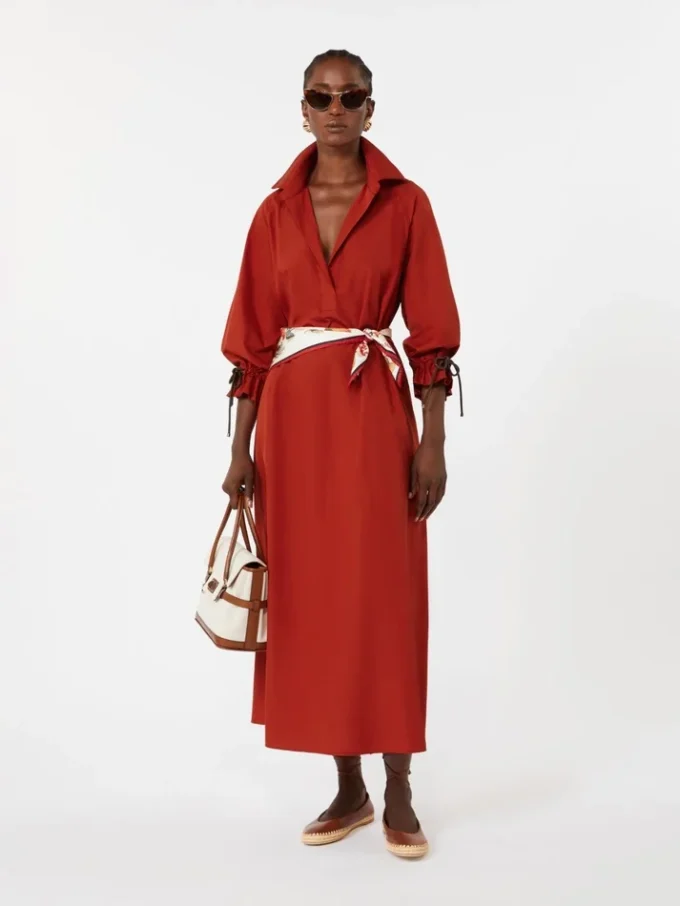 Oversized cotton poplin dress, red Oversized cotton poplin dress, red