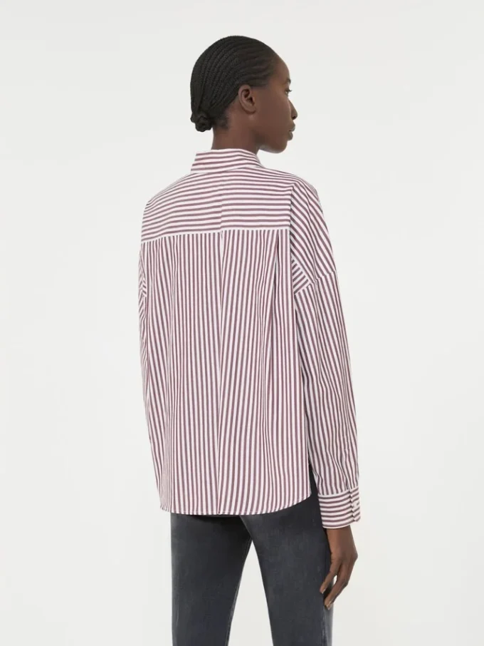 Oversized cotton shirt, bordeaux