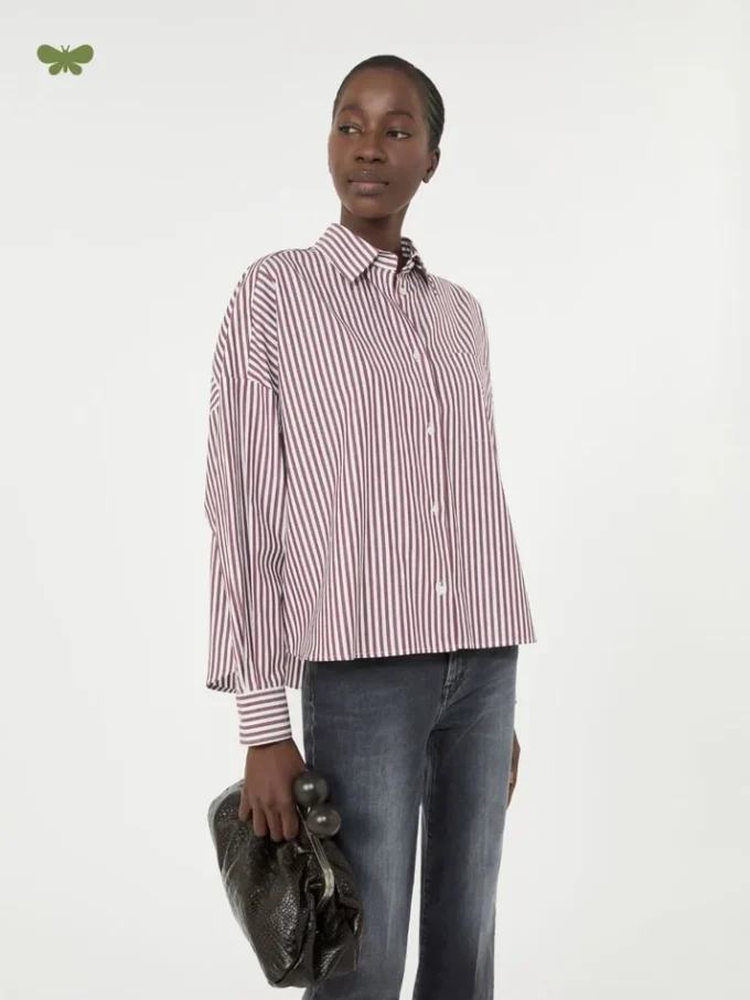 Oversized cotton shirt, bordeaux