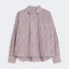 Oversized cotton shirt, bordeaux