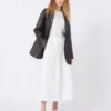Oversized leather blazer, brown