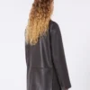 Oversized leather blazer, brown