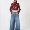 Patent leather cropped jacket with alligator print, dark red Patent leather cropped jacket with alligator print, dark red