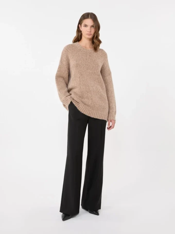 Woollen cloth palazzo trousers, black