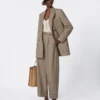 Pinstripe wool trousers, hazelnut brown