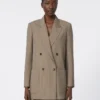 Oversized pinstripe woollen cloth blazer, hazelnut brown Oversized pinstripe woollen cloth blazer, hazelnut brown