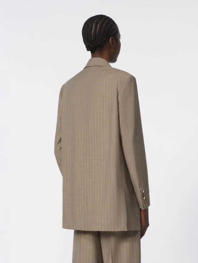 Oversized pinstripe woollen cloth blazer, hazelnut brown Oversized pinstripe woollen cloth blazer, hazelnut brown
