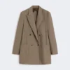 Oversized pinstripe woollen cloth blazer, hazelnut brown Oversized pinstripe woollen cloth blazer, hazelnut brown