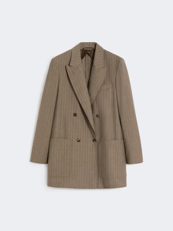 Oversized pinstripe woollen cloth blazer, hazelnut brown Oversized pinstripe woollen cloth blazer, hazelnut brown