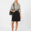 Oversized printed poplin shirt, beige