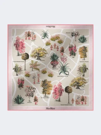 Oversized scarf in printed silk and wool, antique rose