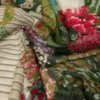 Oversized scarf in printed silk and wool, ivory