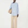 Oversized striped cotton shirt, light blue