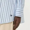 Oversized striped cotton shirt, light blue