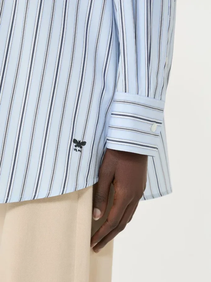 Oversized striped cotton shirt, light blue