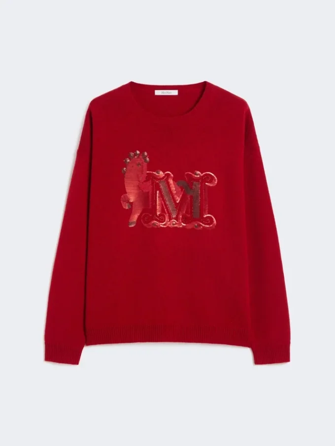 Oversized wool and cashmere sweater, dark red