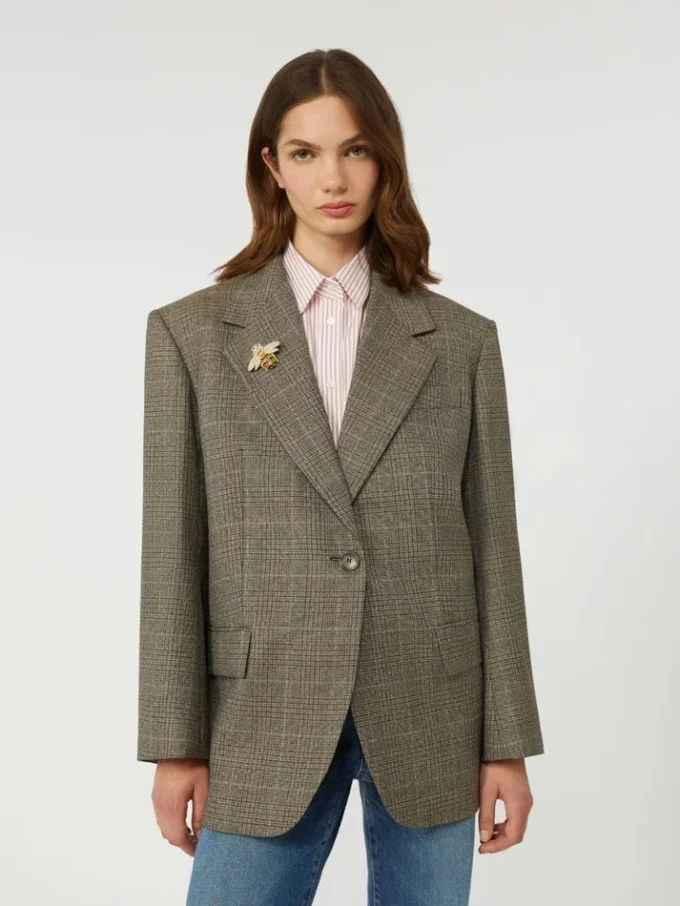 Oversized wool blazer, brown