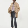 Oversized wool-blend coat, camel