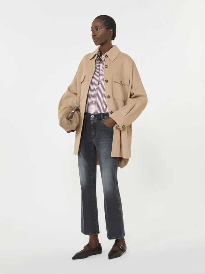 Oversized wool-blend coat, camel