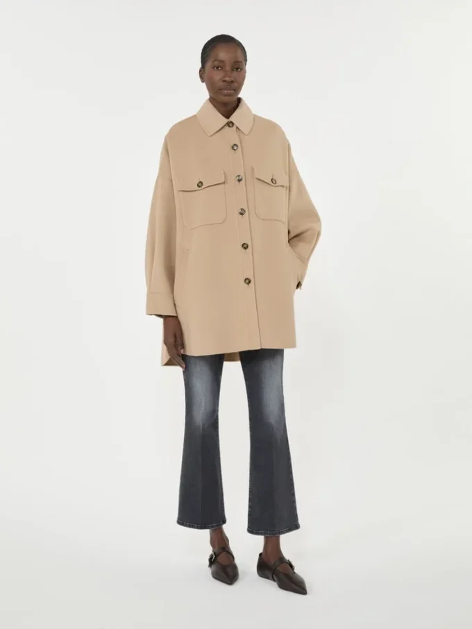 Oversized wool-blend coat, camel