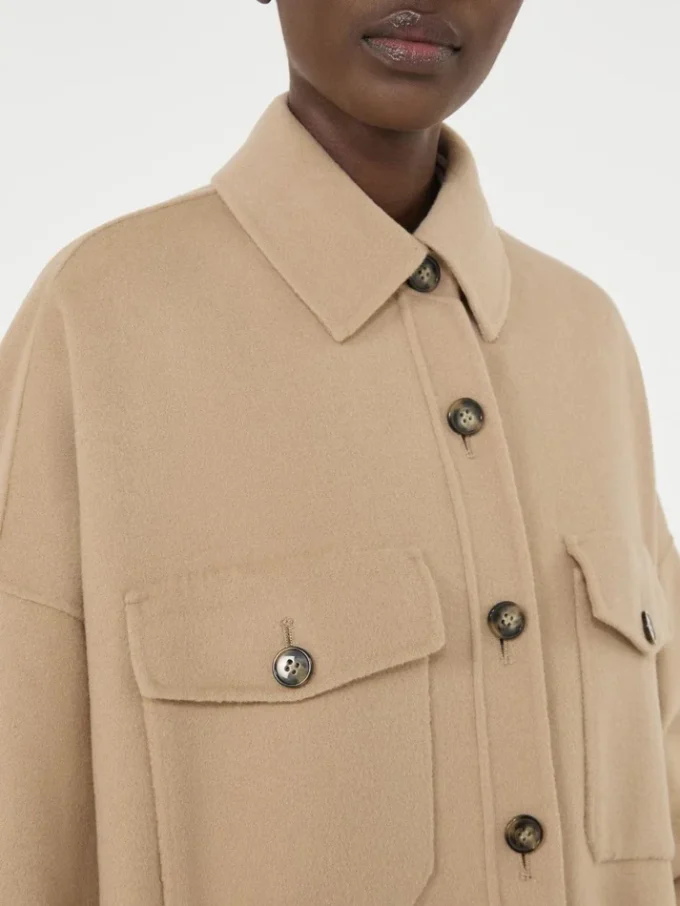 Oversized wool-blend coat, camel