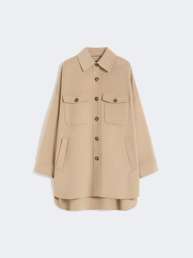 Oversized wool-blend coat, camel