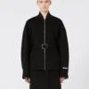 Oversized wool bomber jacket, black