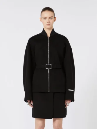 Oversized wool bomber jacket, black