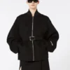 Oversized wool bomber jacket, black