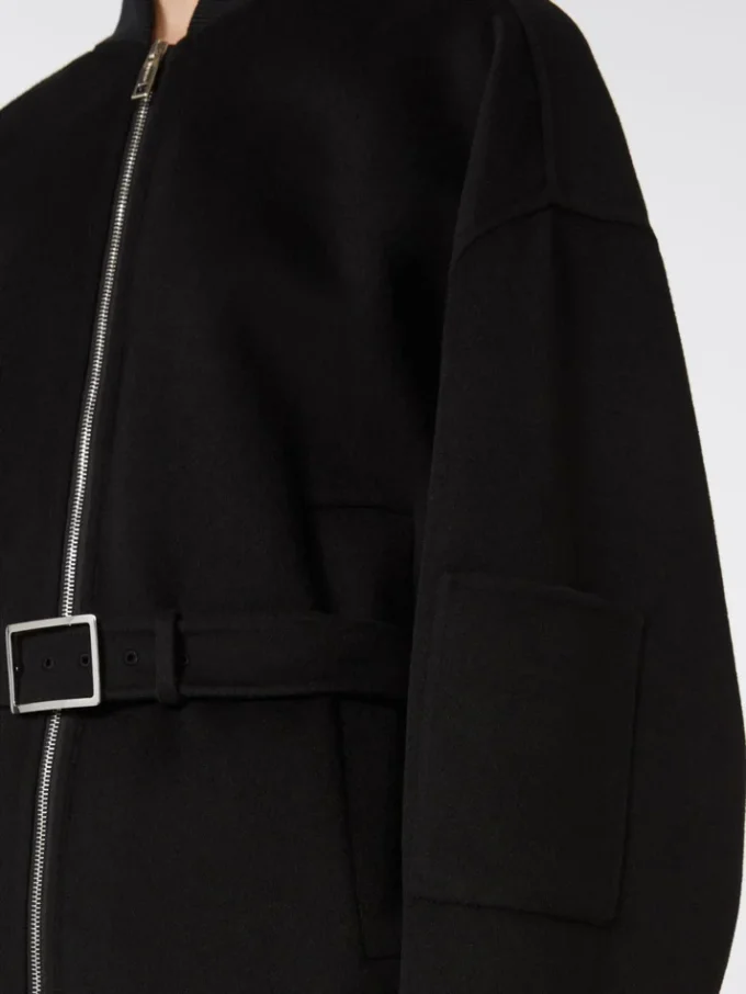 Oversized wool bomber jacket, black
