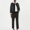 Padded cropped jacket in water-repellent canvas, black