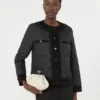 Padded cropped jacket in water-repellent canvas, black