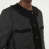 Padded cropped jacket in water-repellent canvas, black
