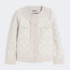Padded cropped jacket in water-repellent canvas, sand