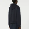 Padded, hooded jacket in water-repellent canvas and jersey, navy Padded, hooded jacket in water-repellent canvas and jersey, navy