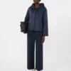 Padded, hooded jacket in water-repellent canvas, navy Padded, hooded jacket in water-repellent canvas, navy