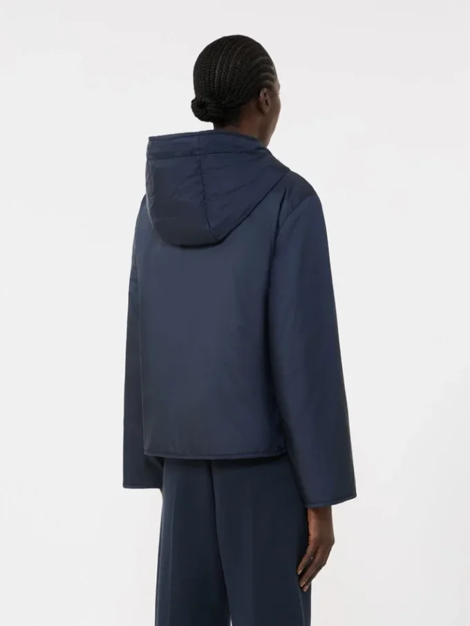 Padded, hooded jacket in water-repellent canvas, navy Padded, hooded jacket in water-repellent canvas, navy