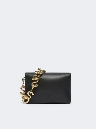 Padded nappa-leather mini soffy bag, black