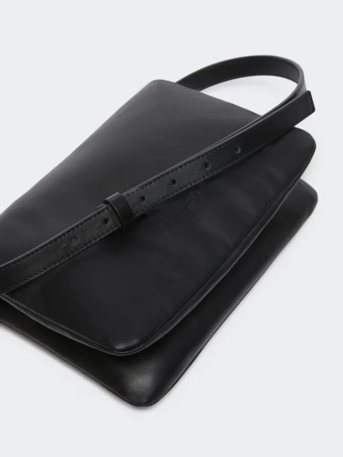 Padded nappa-leather mini soffy bag, black Padded nappa-leather mini soffy bag, black