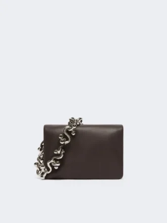 Padded nappa-leather mini soffy bag, cocoa