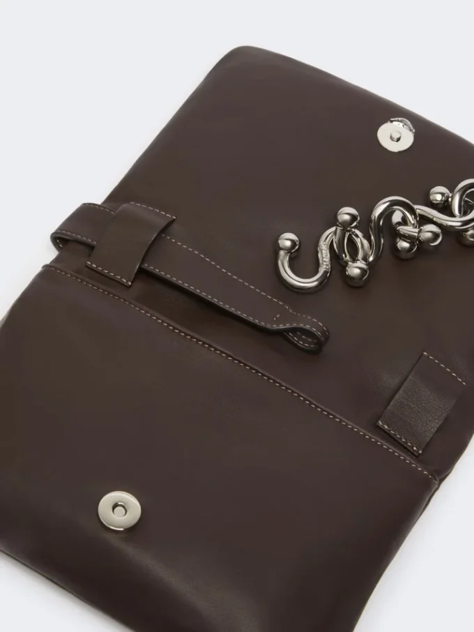 Padded nappa-leather mini soffy bag, cocoa Padded nappa-leather mini soffy bag, cocoa