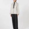 Padded water-repellent canvas hooded jacket, beige