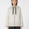 Padded water-repellent canvas hooded jacket, beige