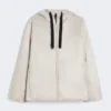 Padded water-repellent canvas hooded jacket, beige