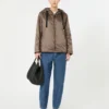 Padded water-repellent canvas hooded jacket, hazelnut brown